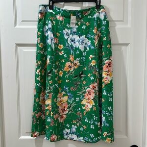 NWT - LOFT Green Floral Skirt